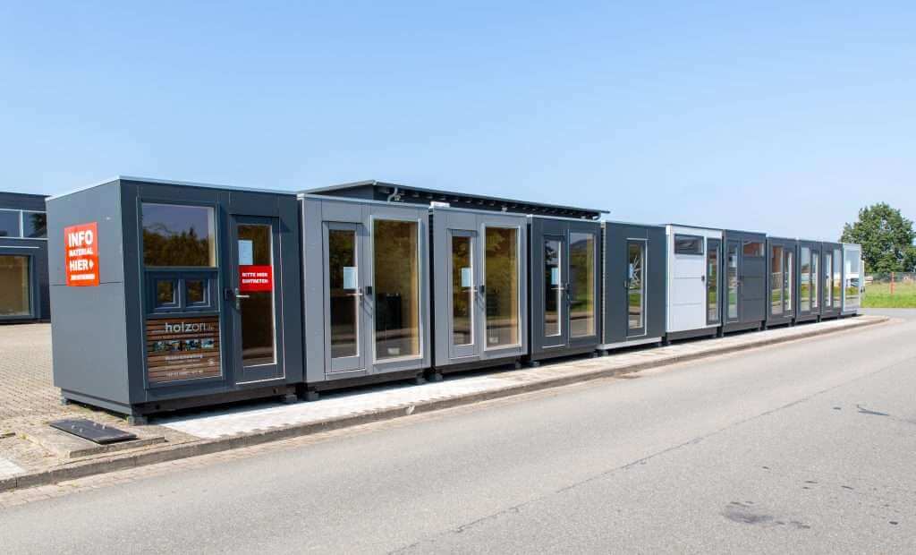 Moderne Gartensauna, Aussensauna modern, Design Saunahaus, Tiny House Cube Musterpark Ausstellung Abverkauf